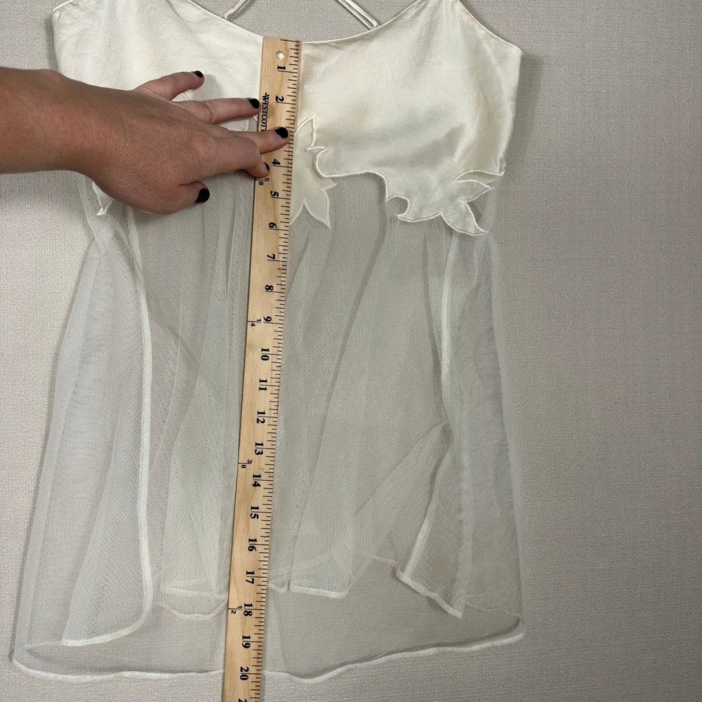 Victoria's Secret Babydoll Chemise Womens XS Ivory Good Sheer Mesh Satin Slip - Picture 13 of 13
